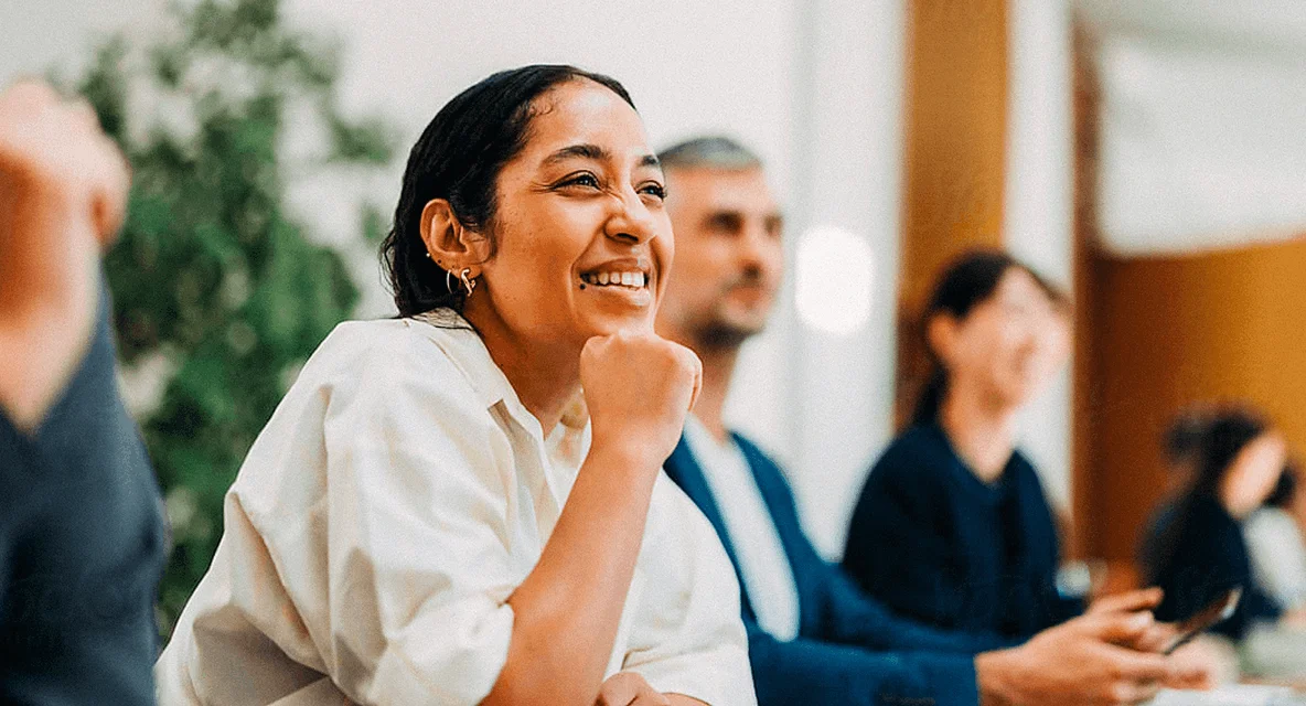 Customer-facing Instrumentl team member smiling during a training session